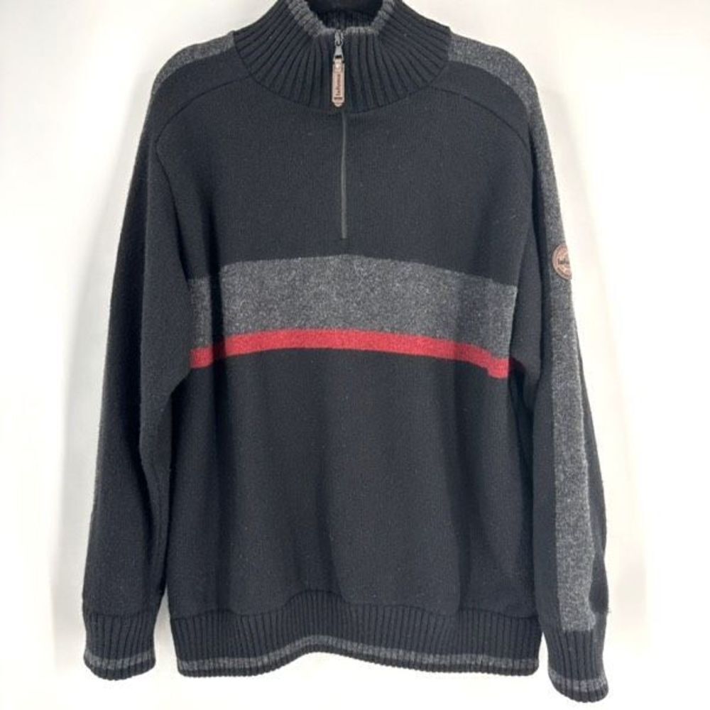 LAFUMA mens wool‎ blend sweater Quarter Zip lined black Windstopper large